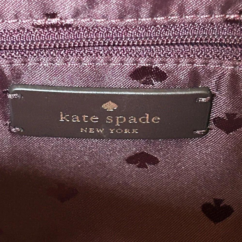 Kate Spade Tote Bag Womens Large Plum Black Leopard Animal Print Shoulder Bag